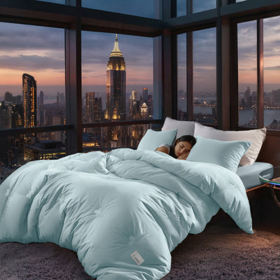 The FLORÉ Oversized Eucalyptus Cooling Comforter Set