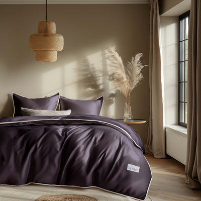 Aesthetic bedroom styled with BRISA summer eucalyptus bedding set for clean modern interior design